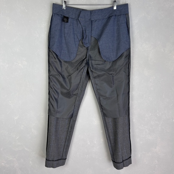 Saks Fifth Avenue men’s size 36 x 31 wool dress pants slim leg gray blue plaid - Picture 14 of 15